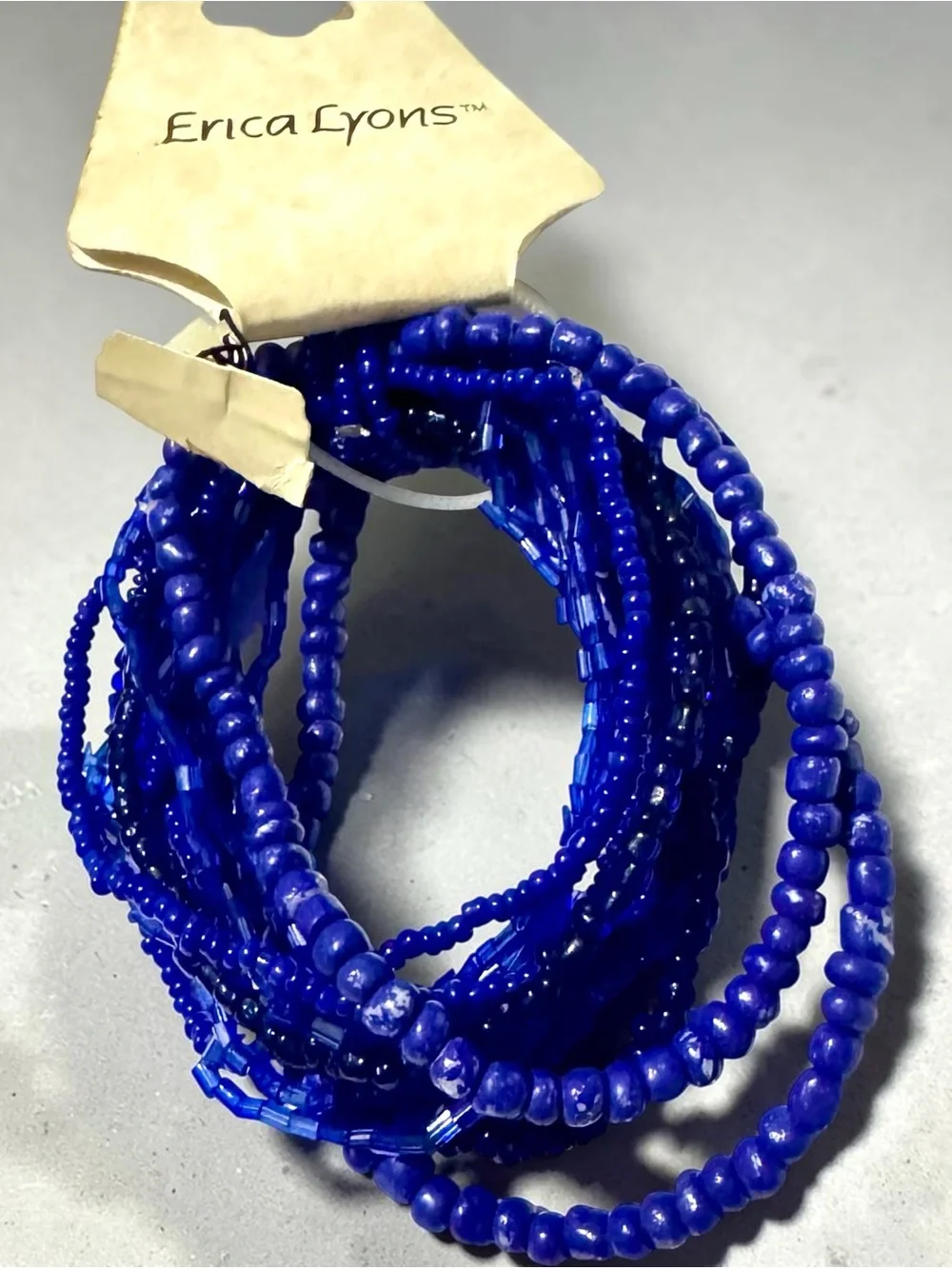 Erica Lyons Cobalt Blue Multi-Strand Beaded Wrap Bracelet